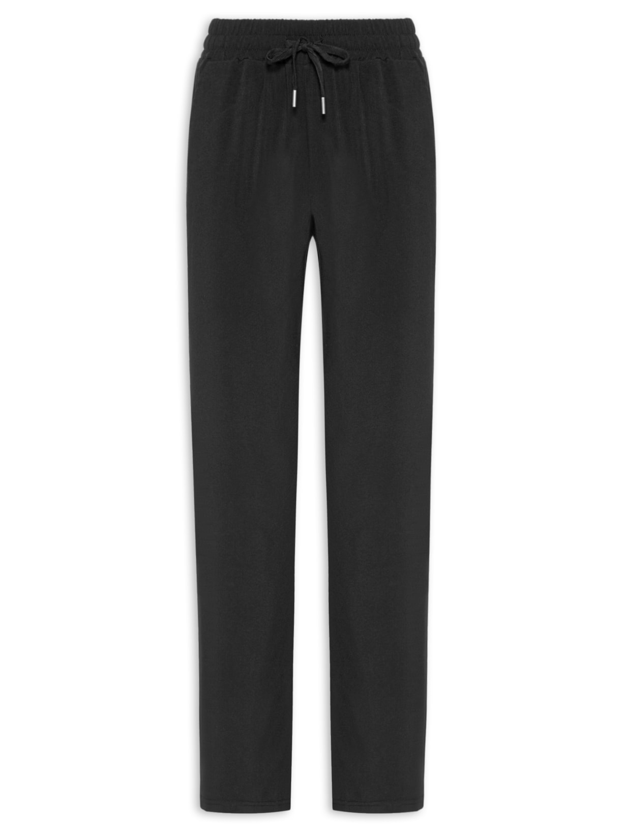 Calça Feminina Reta Com Cordão Preto Basiq