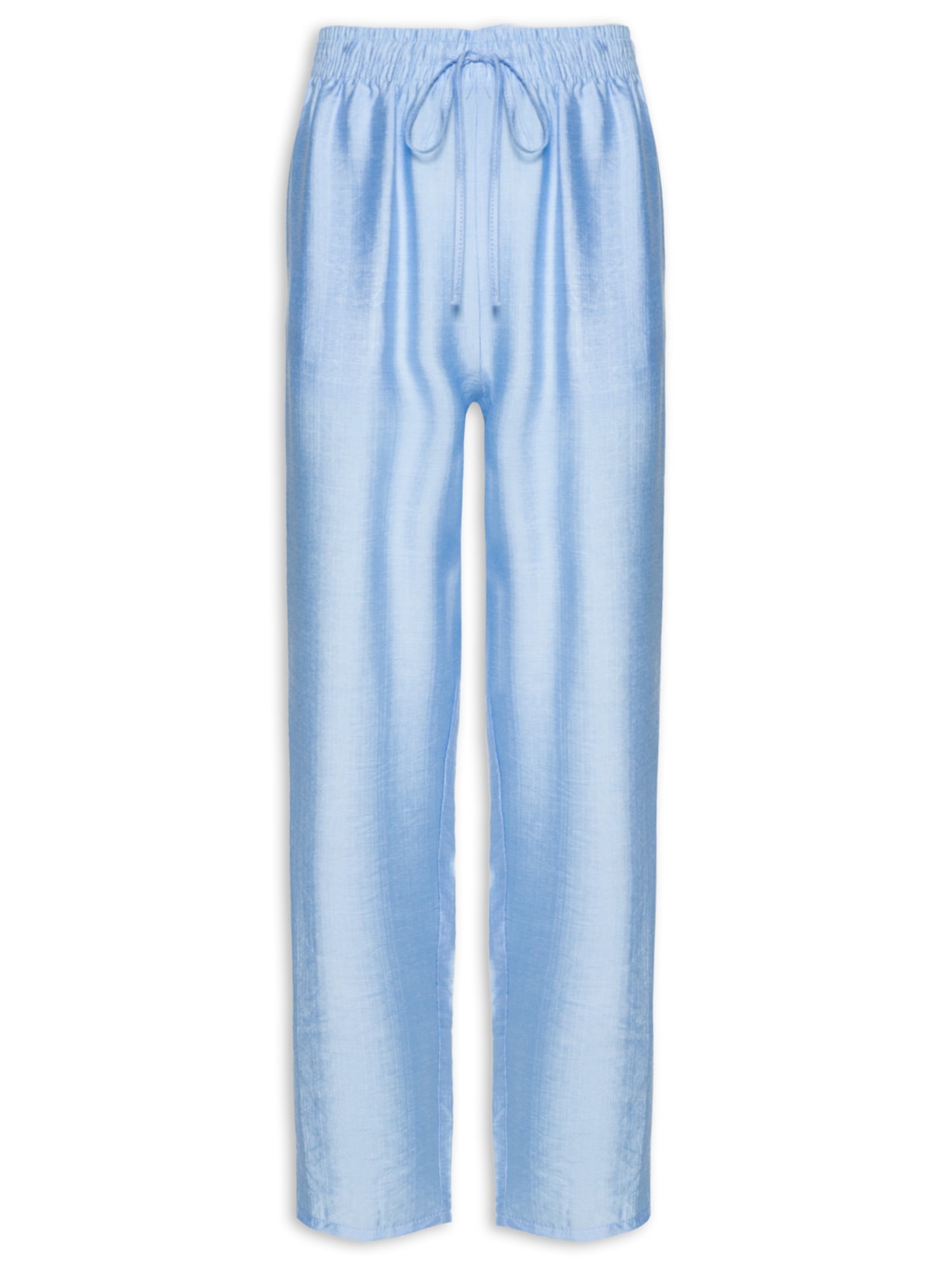 Calça Feminina Reta Com Cós De Elástico - Azul