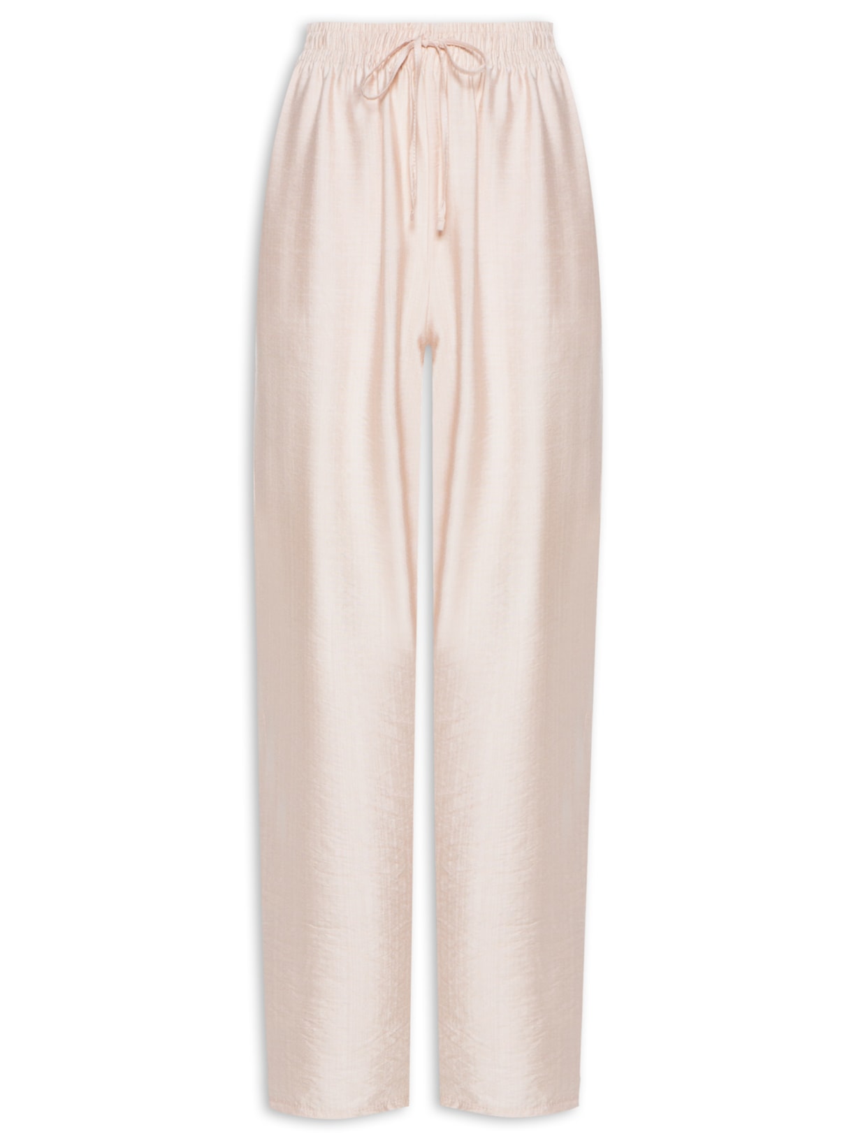 Calça Feminina Reta Com Cós De Elástico - Bege