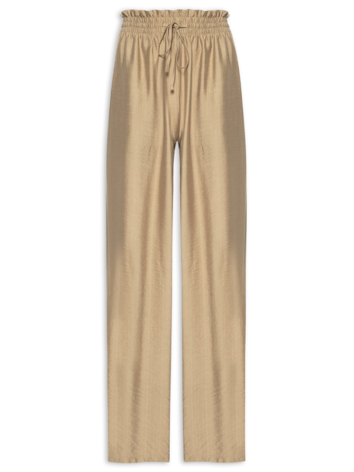 Calça Feminina Reta Com Cós Elástico - Marrom