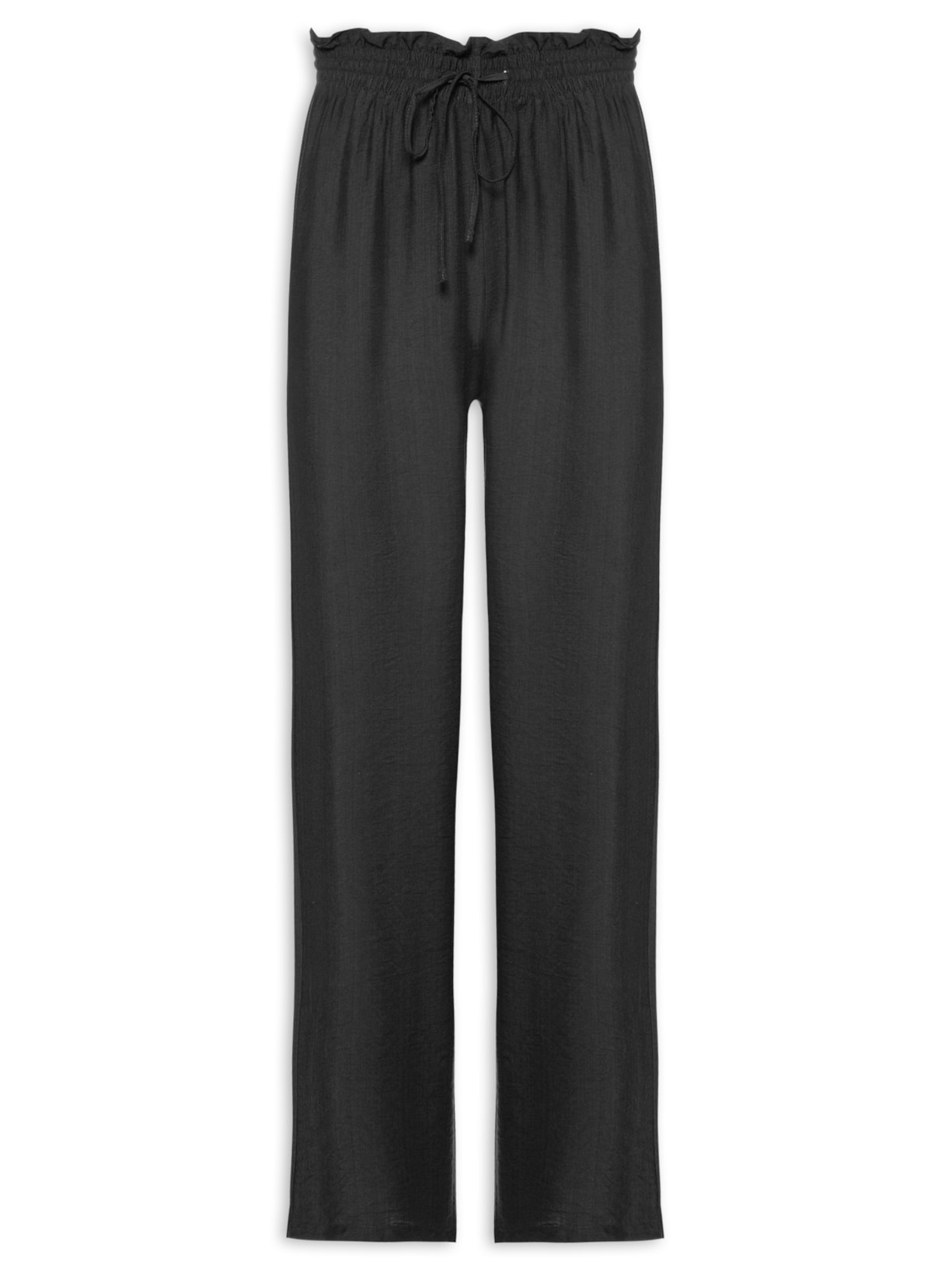 Calça Feminina Reta Com Cós Elástico - Preto