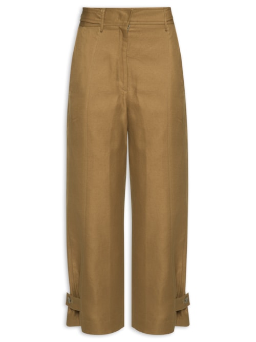 Calça Feminina Reta Com Linho - Verde