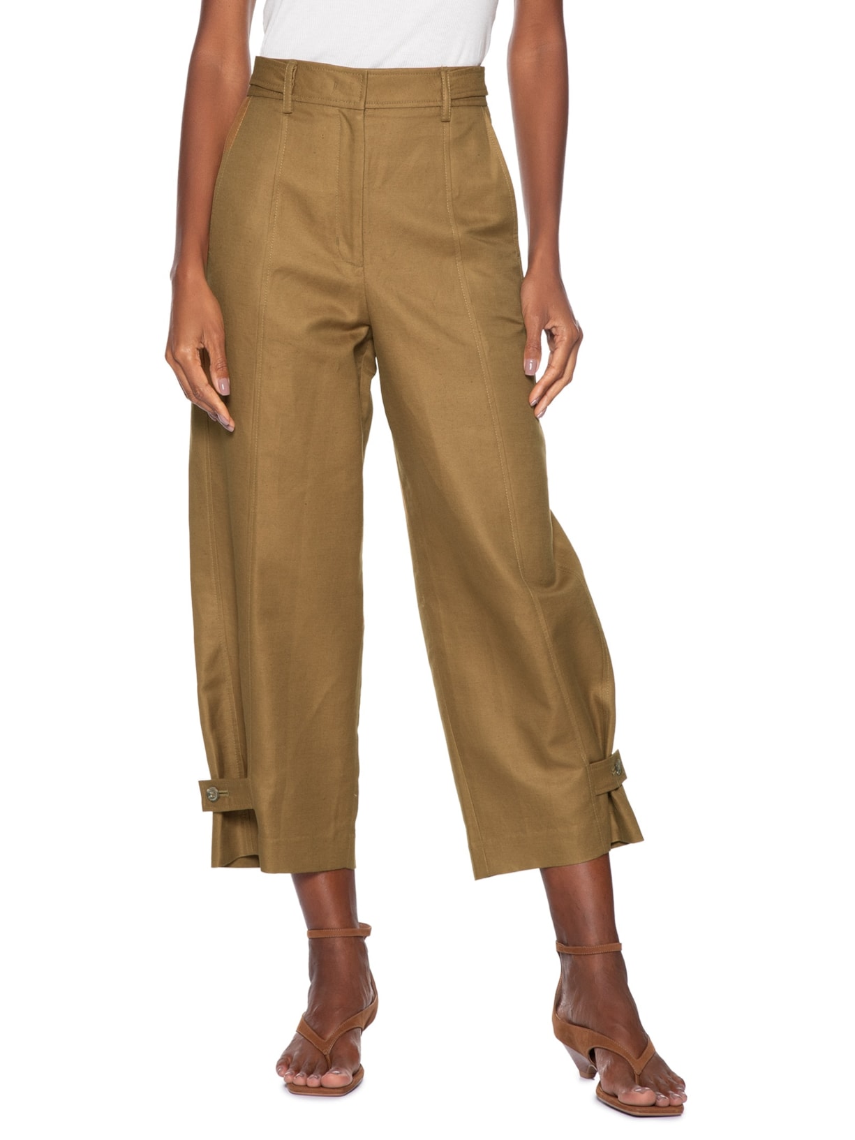 Calça Feminina Reta Com Linho Verde Animale