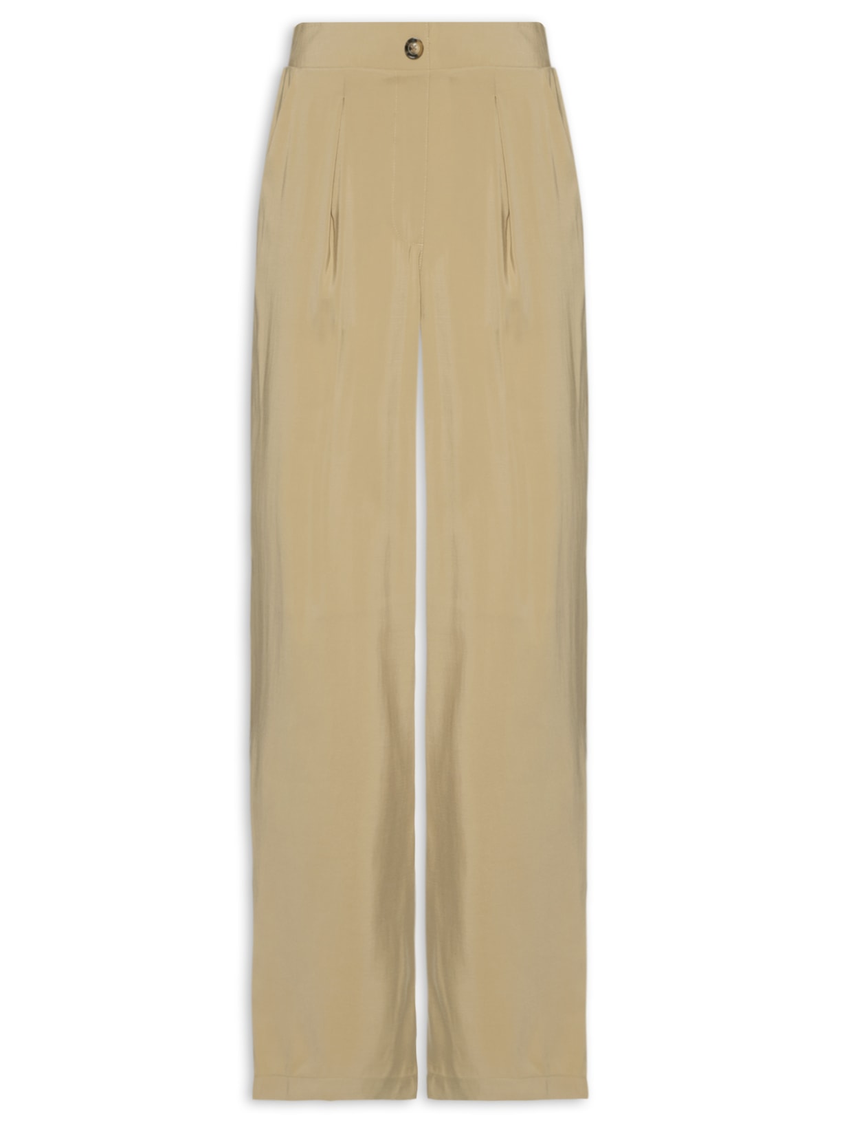 Calça Feminina Reta Com Prega - Bege