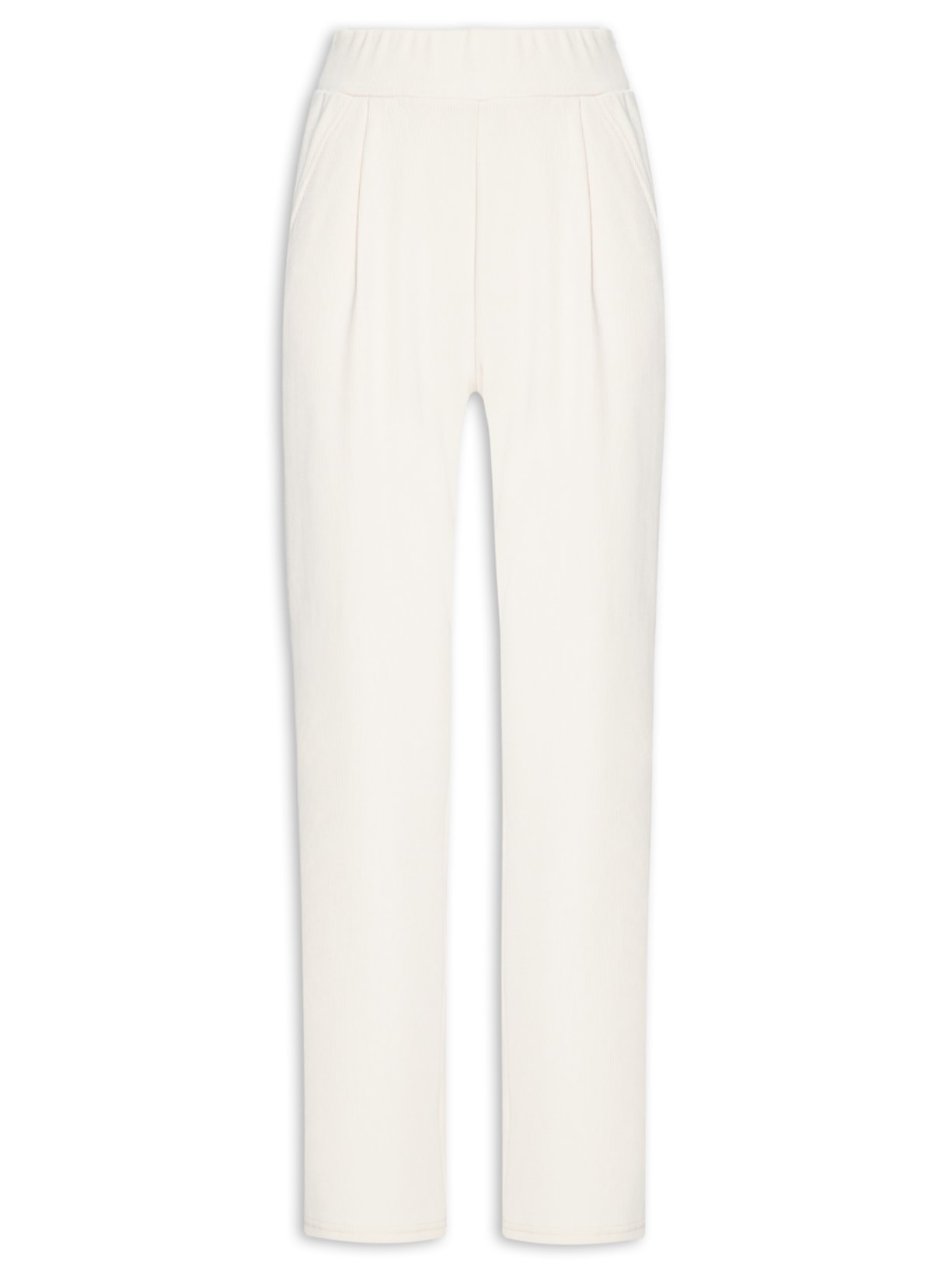 Calça Feminina Reta Com Prega - Off White
