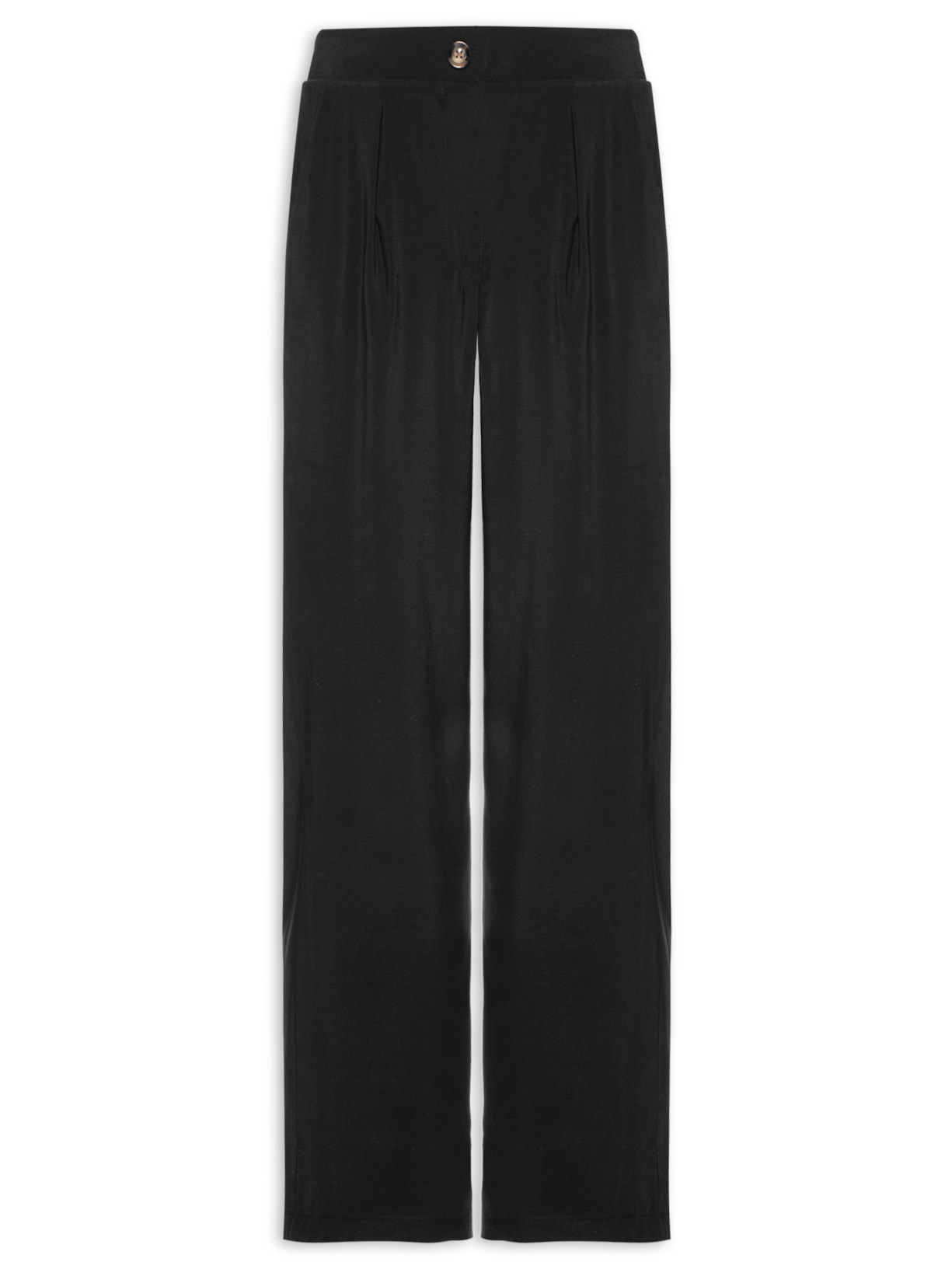 Calça Feminina Reta Com Prega - Preto