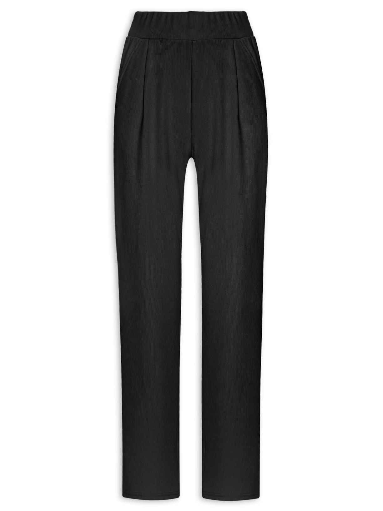 Calça Feminina Reta Com Prega - Preto