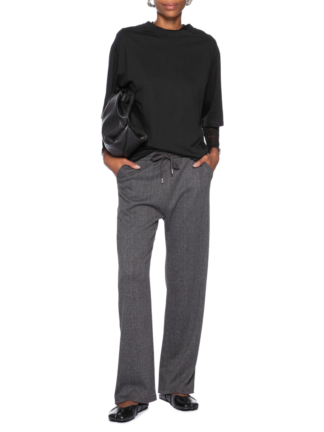 Calça Feminina Reta Com Strass Cinza Market 33