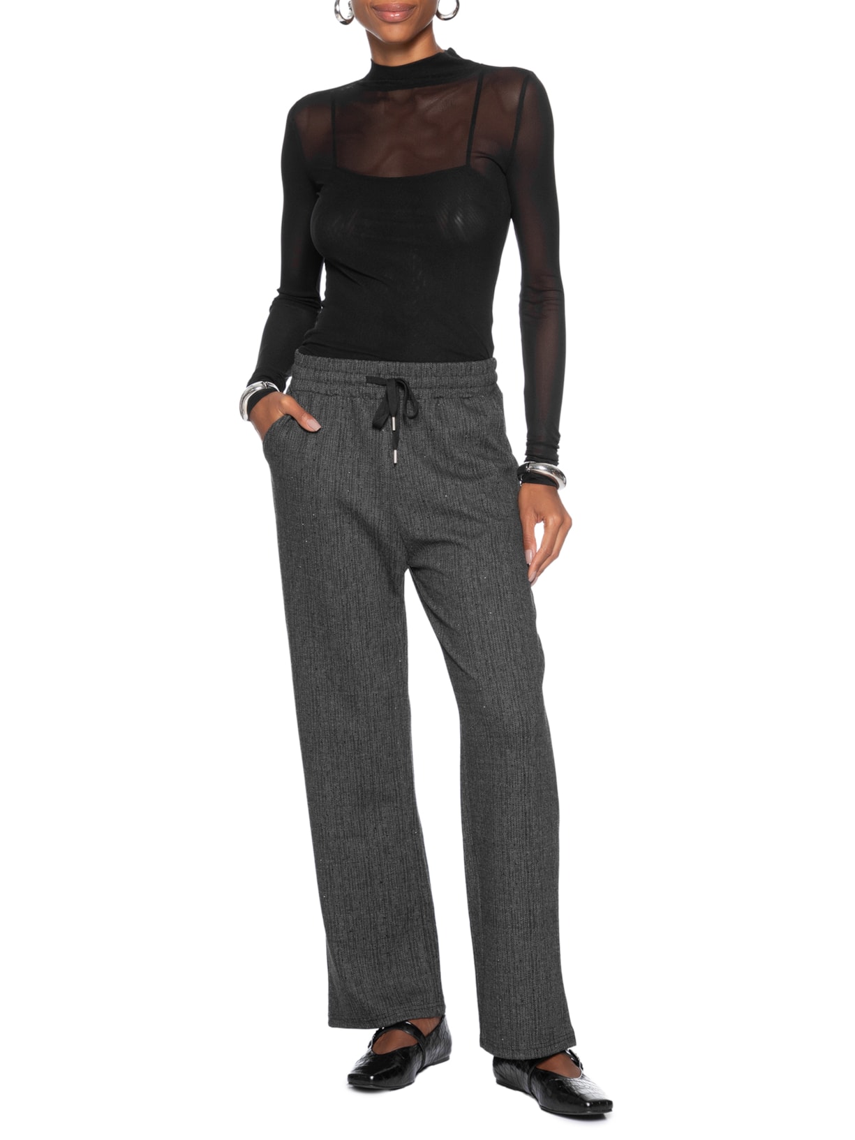 Calça Feminina Reta Com Strass Preto Market 33