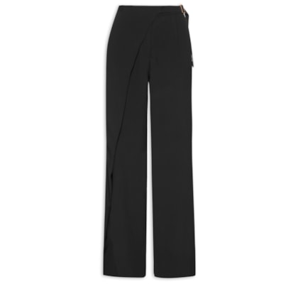 Calça Feminina Reta Com Transpasse - Preto