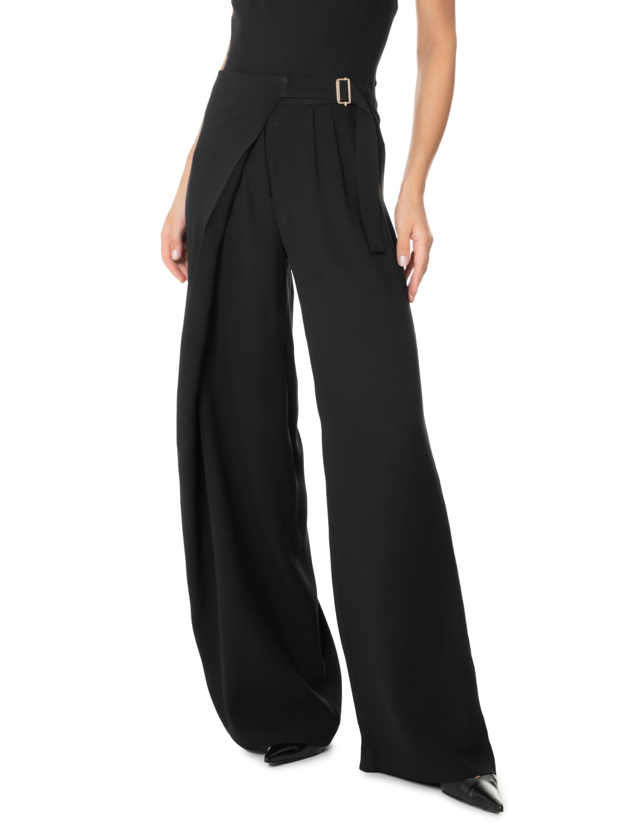 Calça Feminina Reta Com Transpasse Preto '2Essential