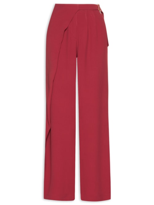 Calça Feminina Reta Com Transpasse - Vermelho
