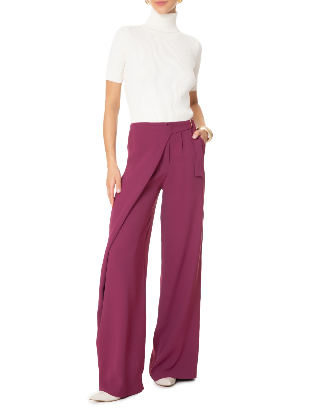 Calça Feminina Reta Com Transpasse Vermelho '2Essential
