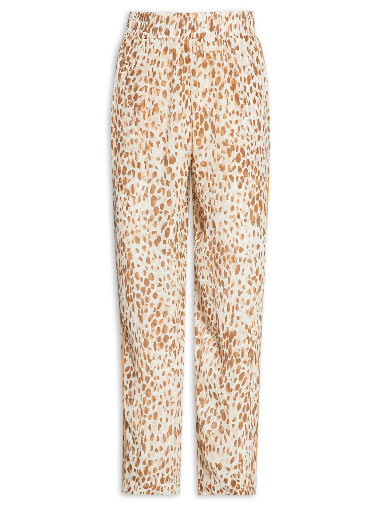 Calça Feminina Reta Com Vivos Onça - Bege