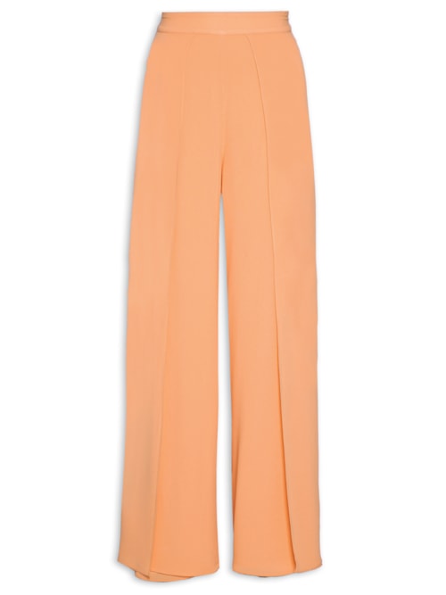 Calça Feminina Reta Coral Conha Recorte Frontal - Laranja