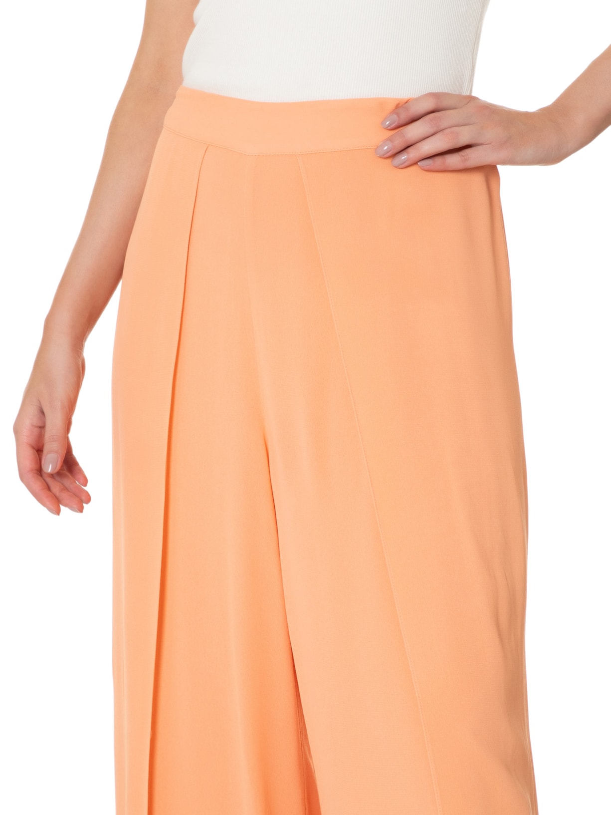 Calça Feminina Reta Coral Conha Recorte Frontal Laranja Animale