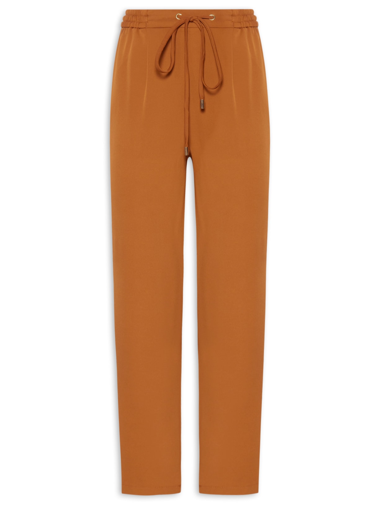 Calça Feminina Reta Cós Elástico - Marrom