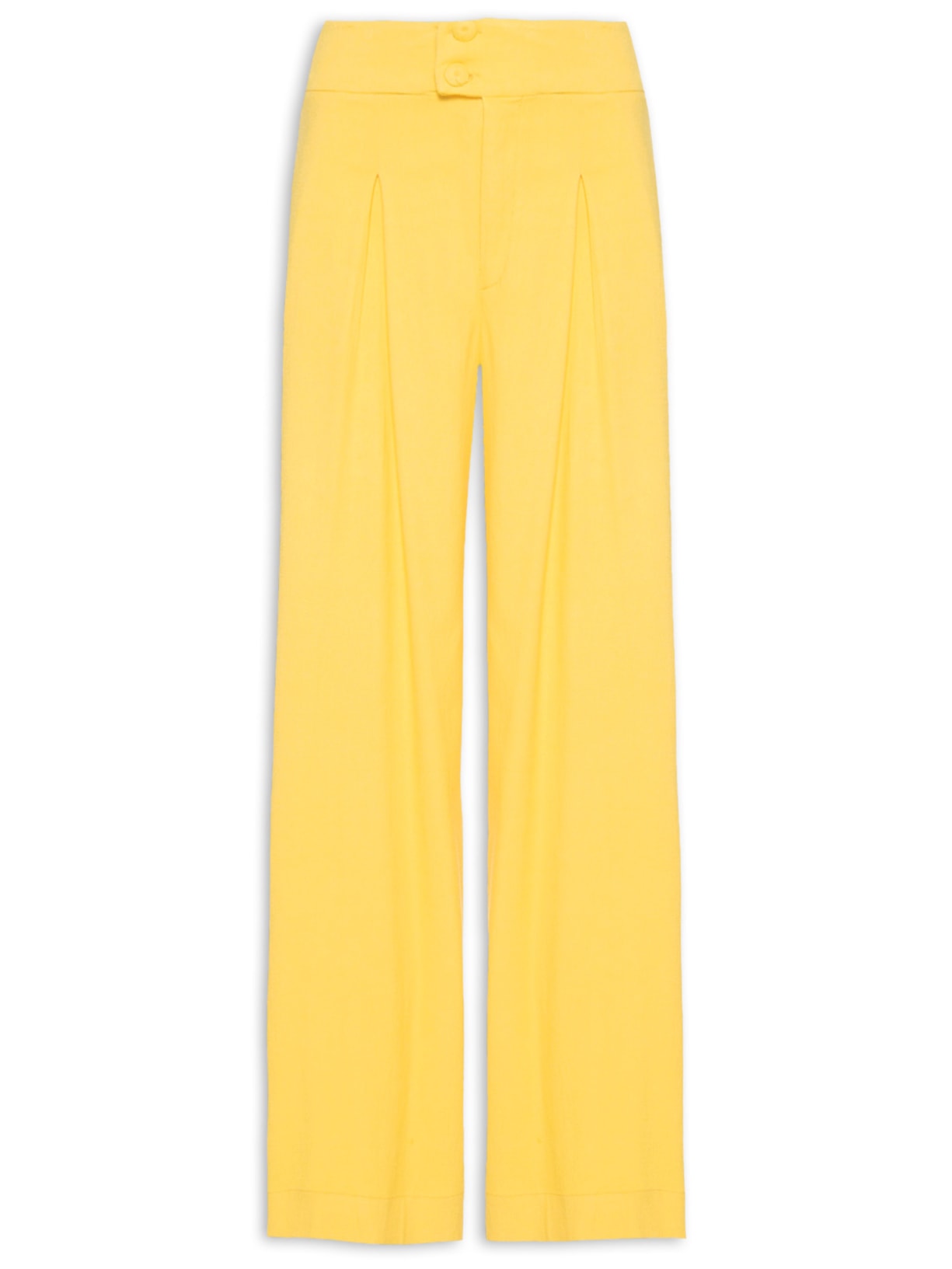 Calça Feminina Reta Cós Largo - Amarelo