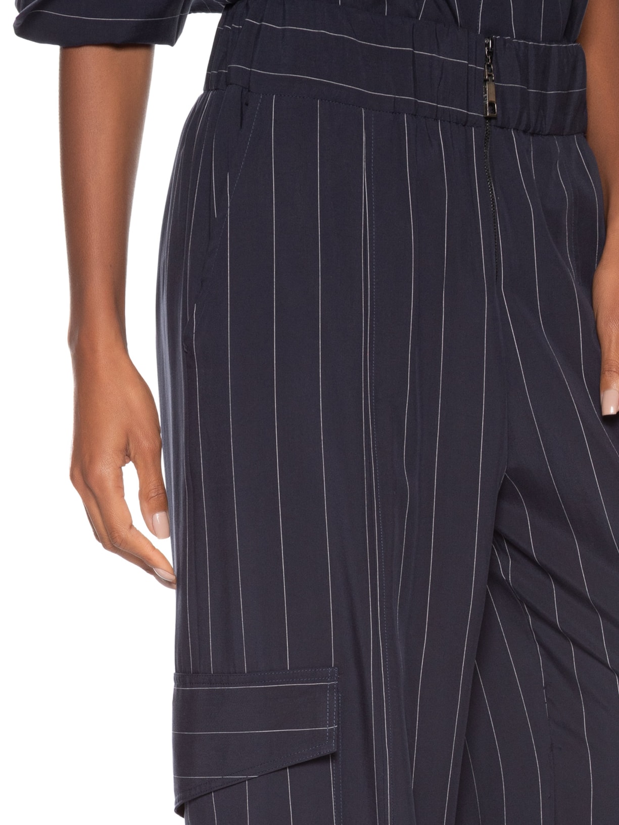 Calça Feminina Reta Cós Largo Fio tinto Navy Azul Animale Jeans