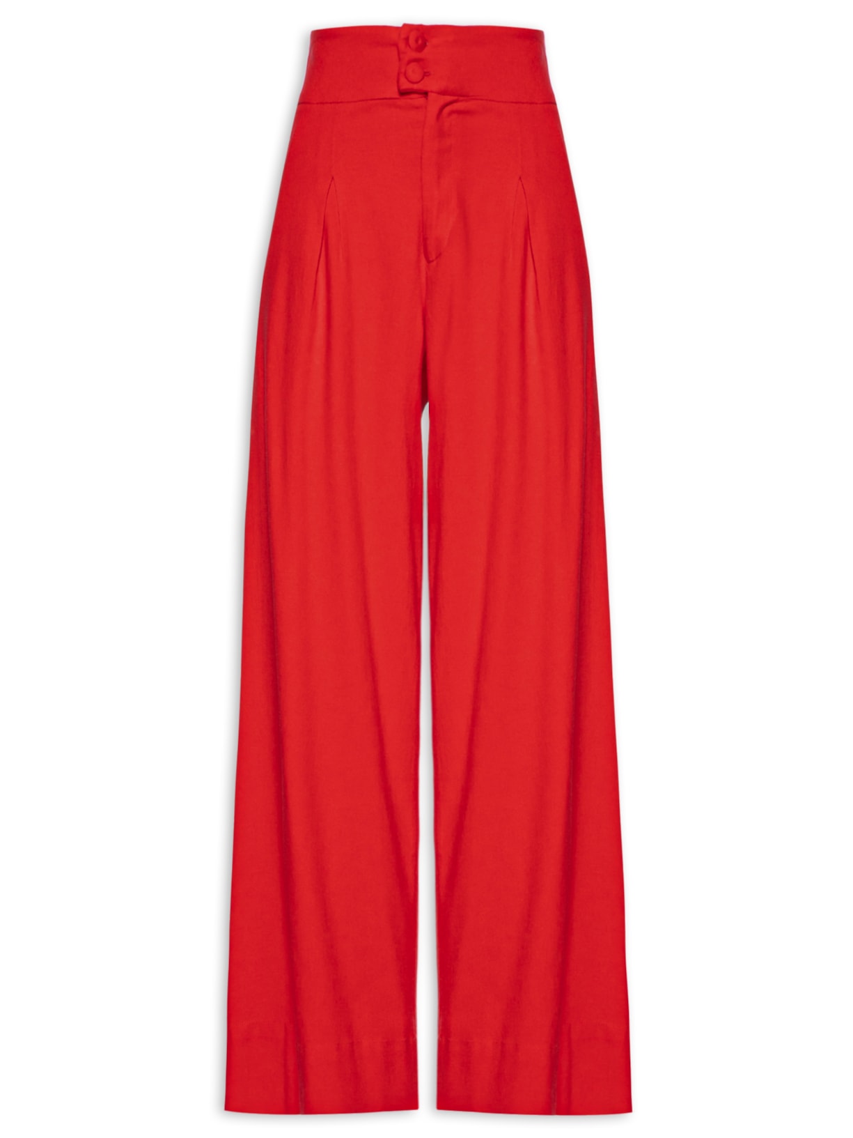 Calça Feminina Reta Cós Largo - Vermelho