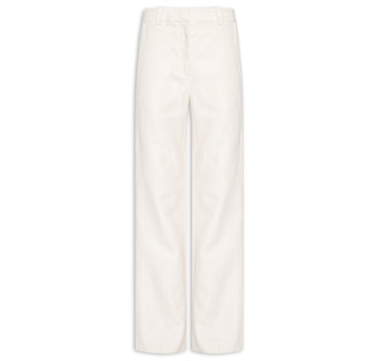 Calça Feminina Reta De Algodão Com Linho - Off White