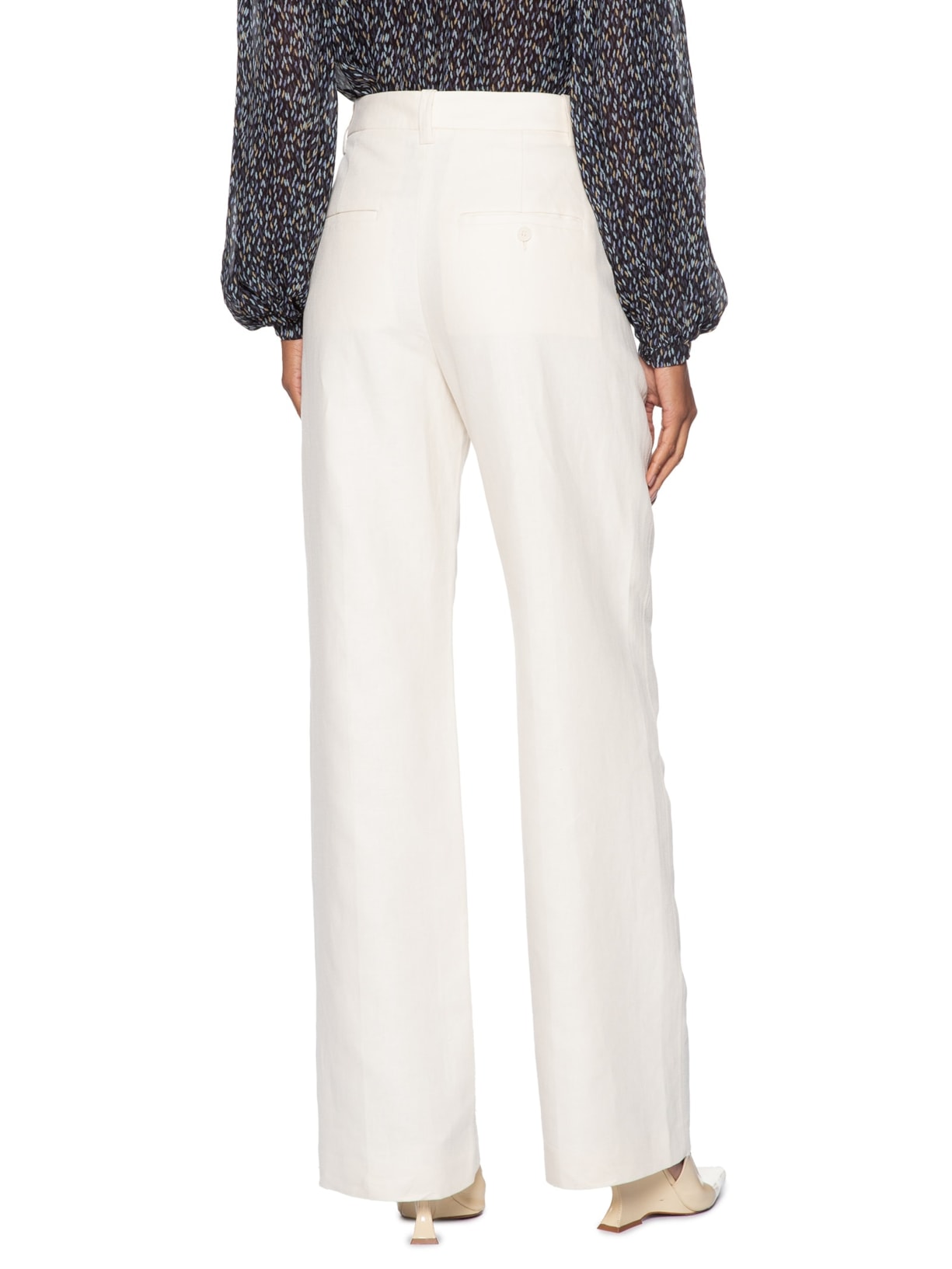 Calça Feminina Reta De Algodão Com Linho Off White Animale