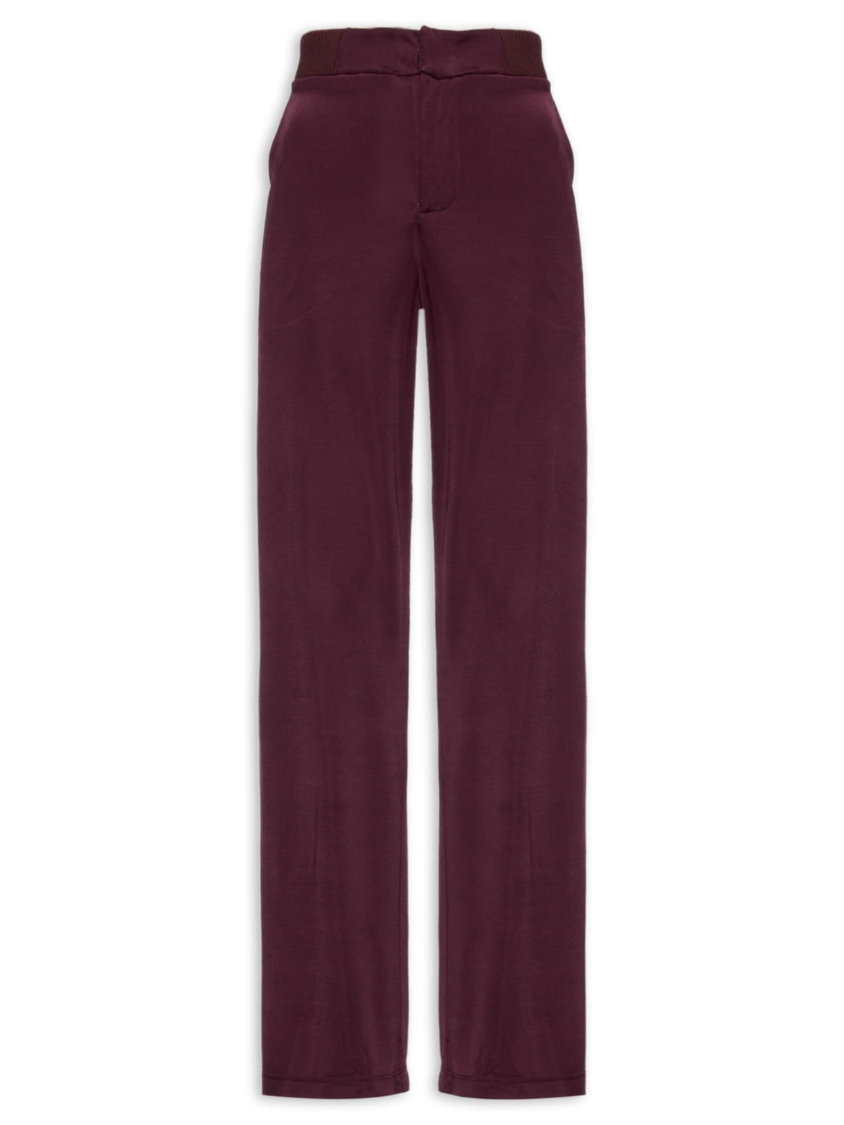 Calça Feminina Reta De Jersey Com Rib - Roxo