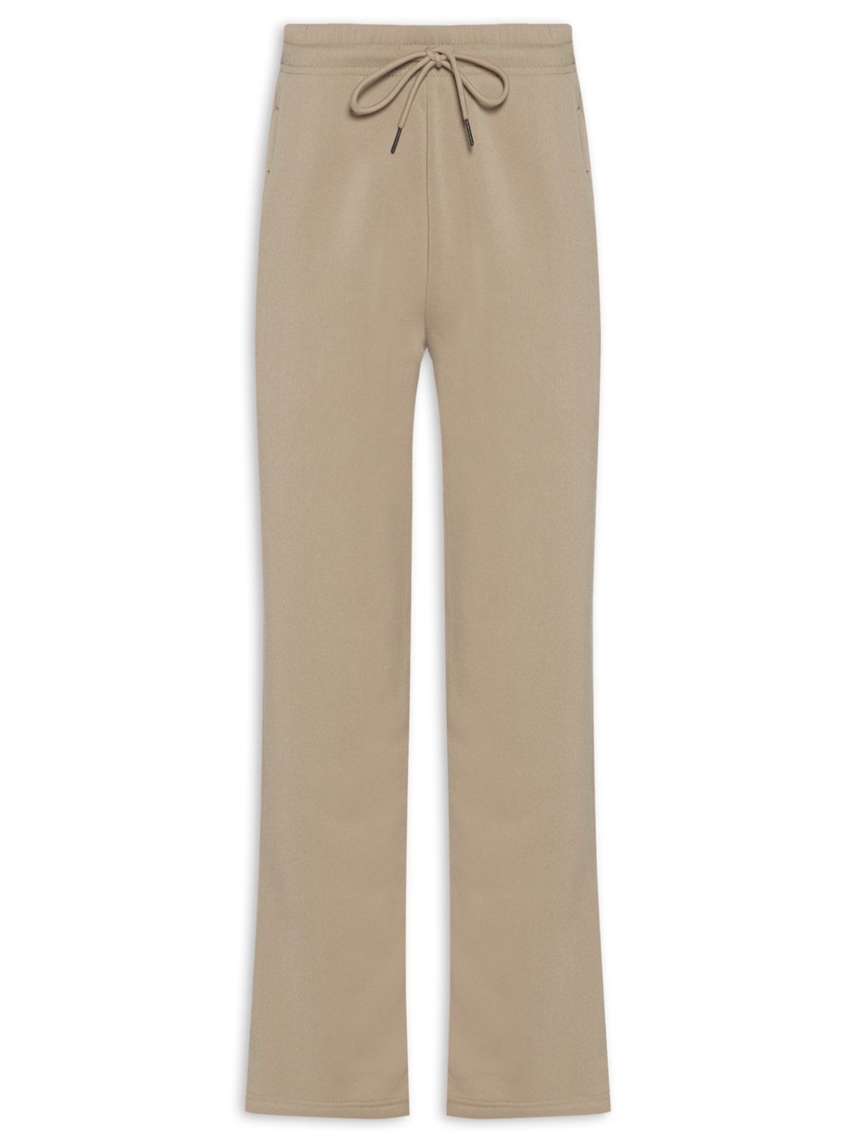 Calça Feminina Reta de Moletom Bege Basiq