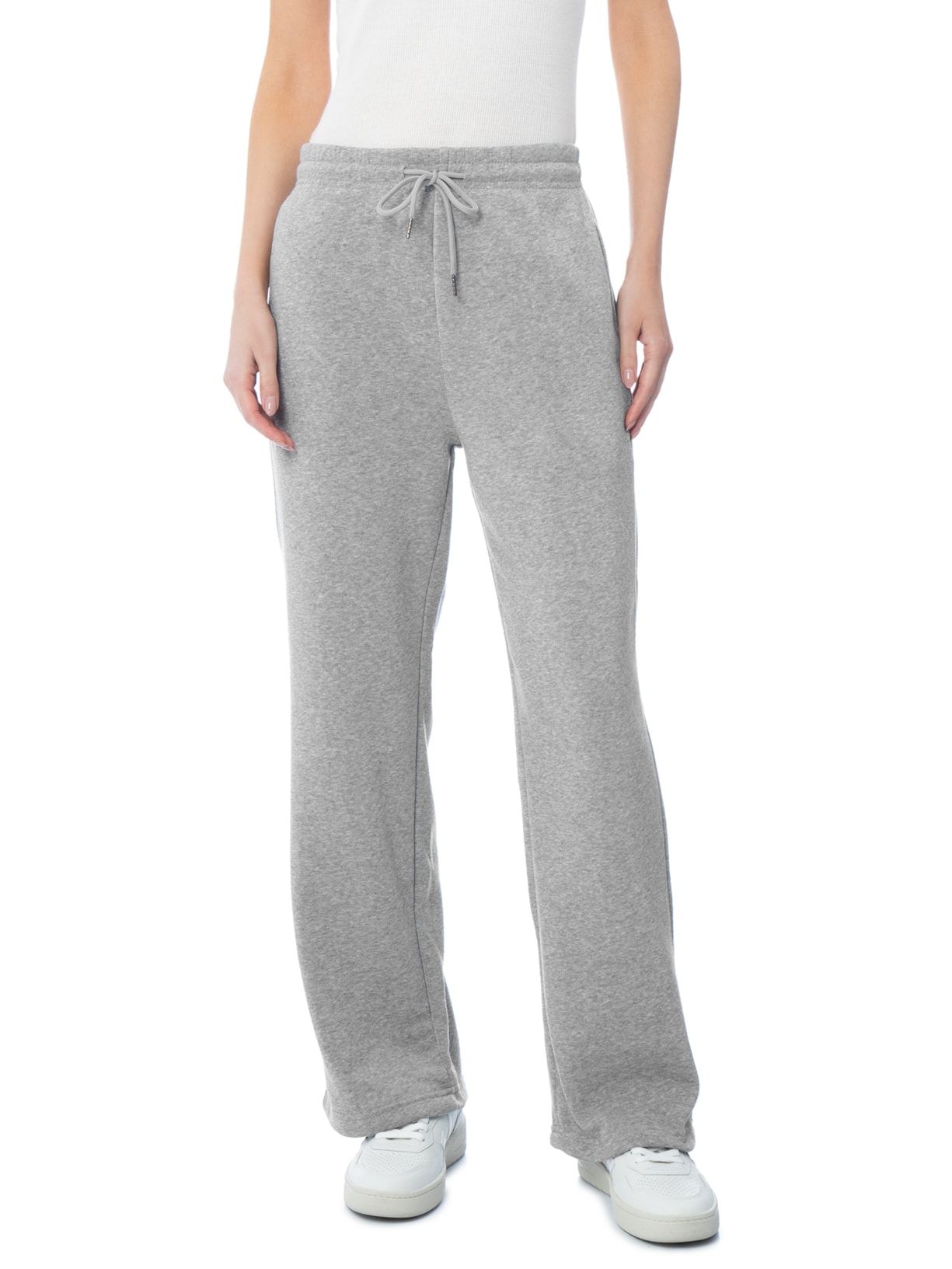 Calça Feminina Reta de Moletom Cinza Basiq