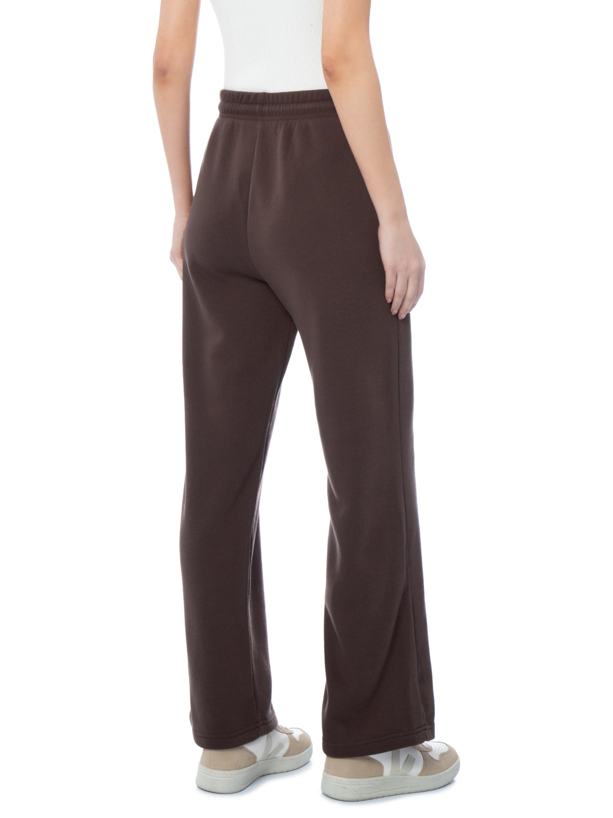 Calça Feminina Reta de Moletom Marrom Basiq