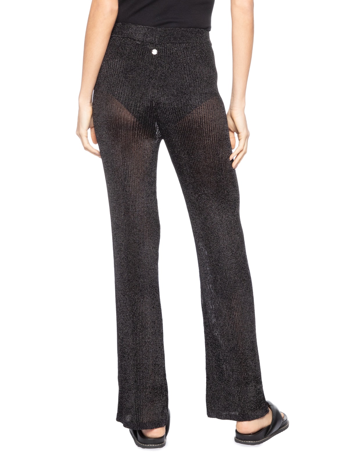Calça Feminina Reta de Tricot com Transparência – Preto Animale Jeans
