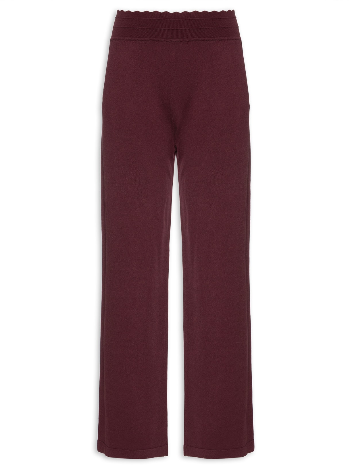 Calça Feminina Reta De Tricot Cos Ondas - Marrom