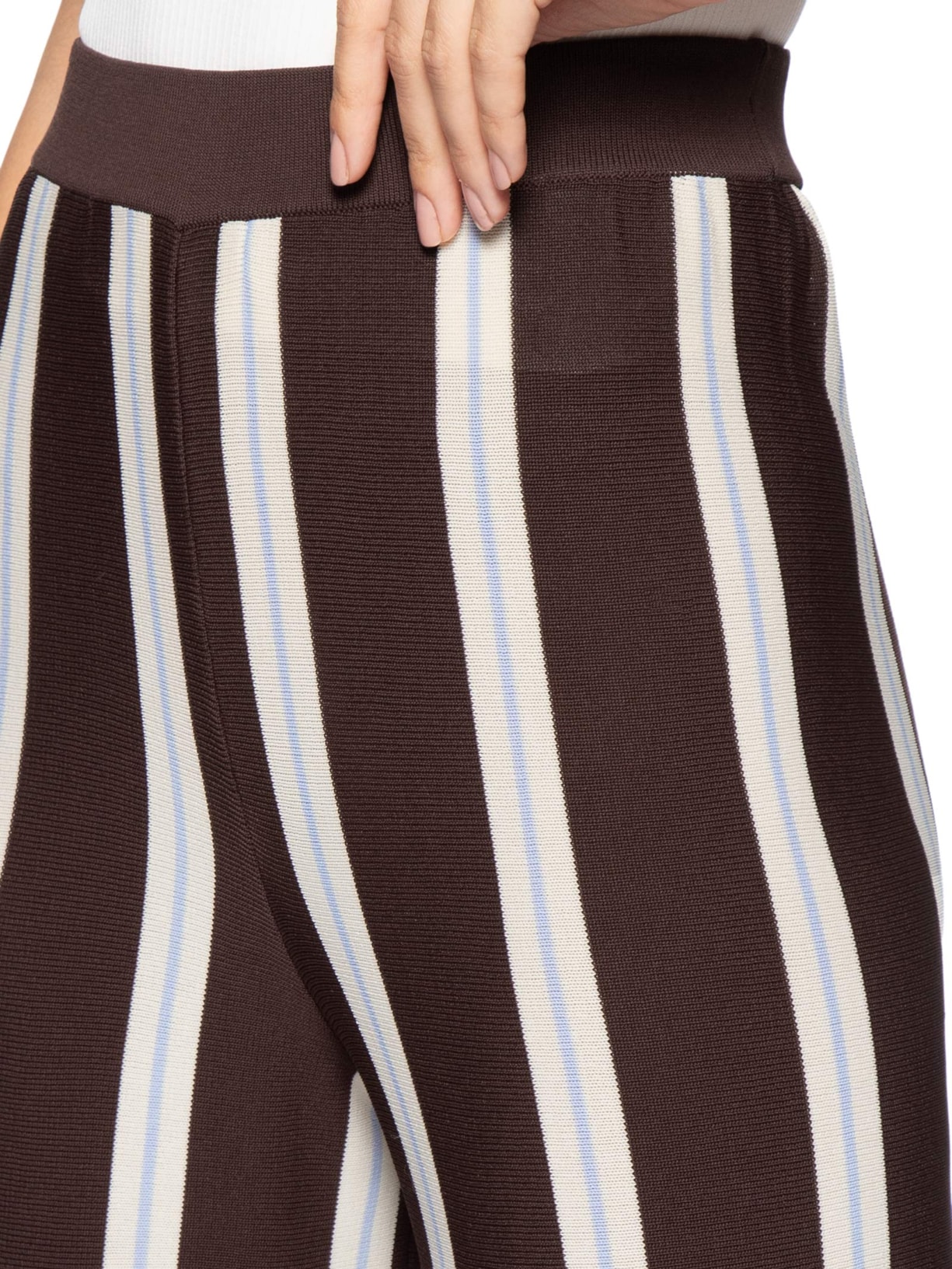 Calça Feminina Reta de Tricot Listrada Marrom Animale Jeans