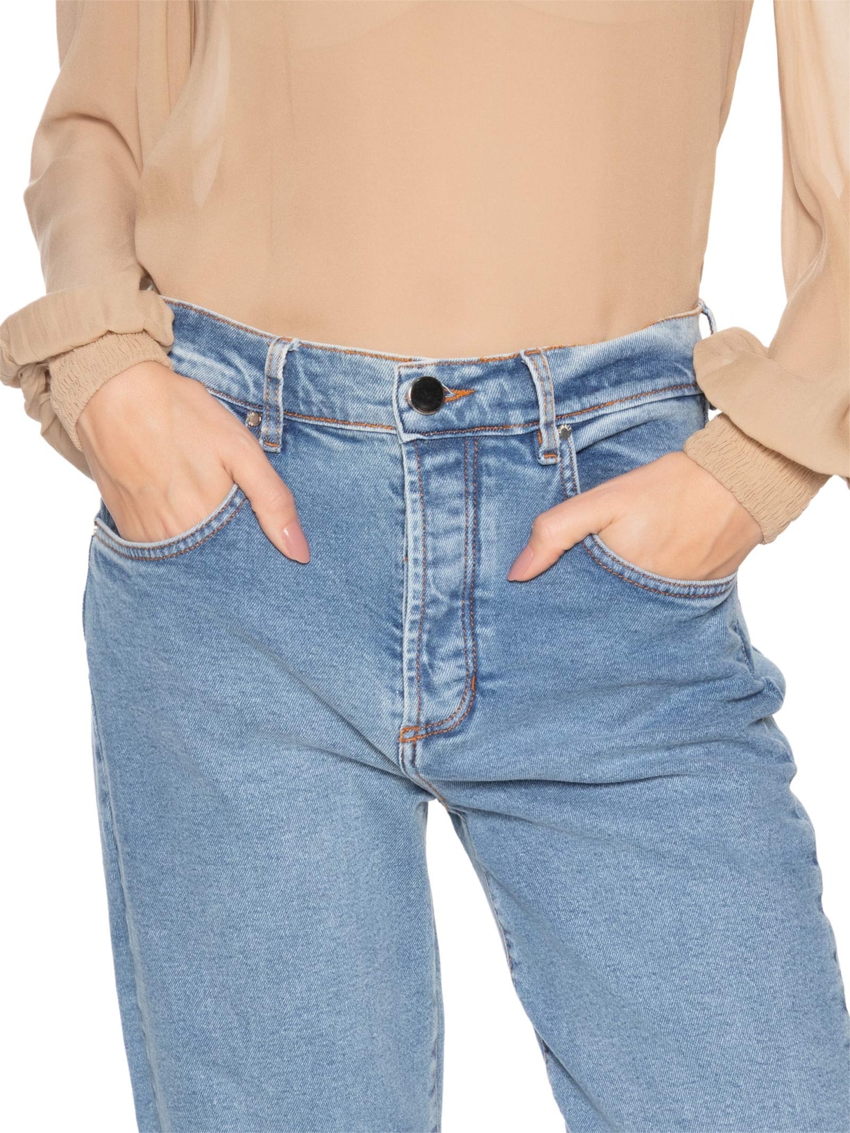 Calça Feminina Reta Denim Básico Azul Animale