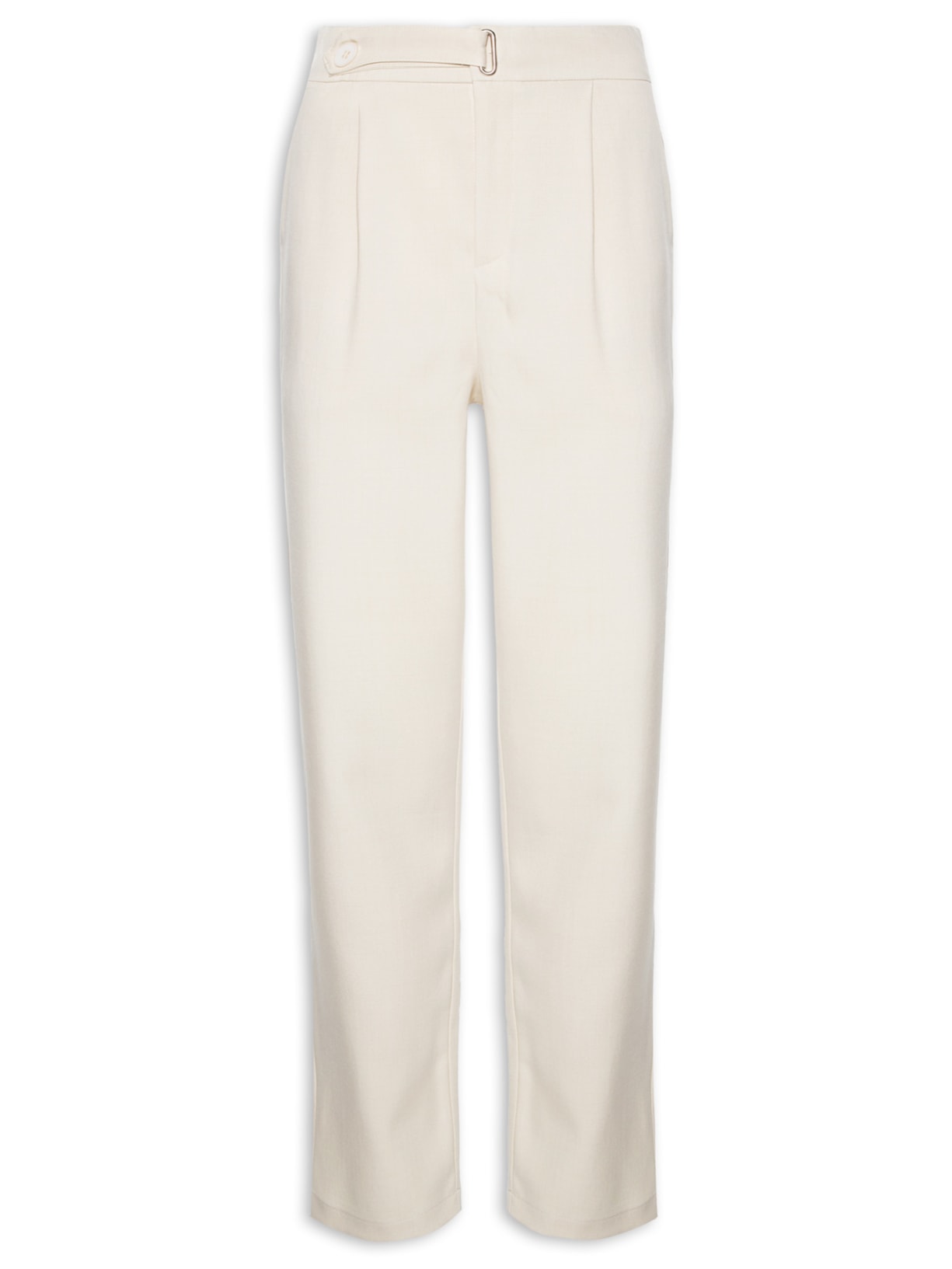 Calça Feminina Reta Detalhe Cós - Off White