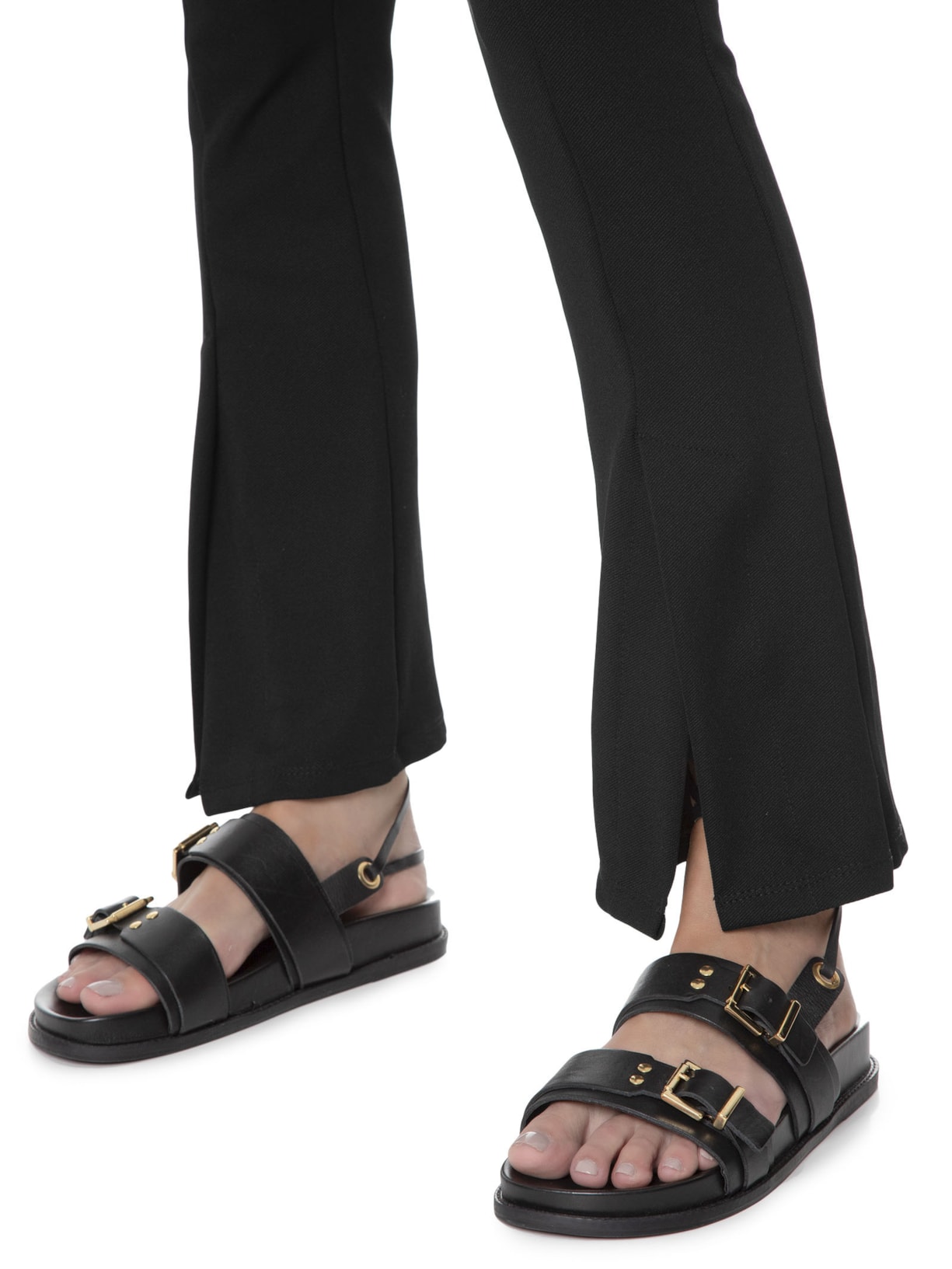 Calça Feminina Reta Em Malha Cintura Alta Preto '2Essential