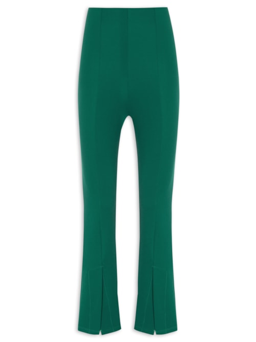 Calça Feminina Reta Em Malha Cintura Alta - Verde