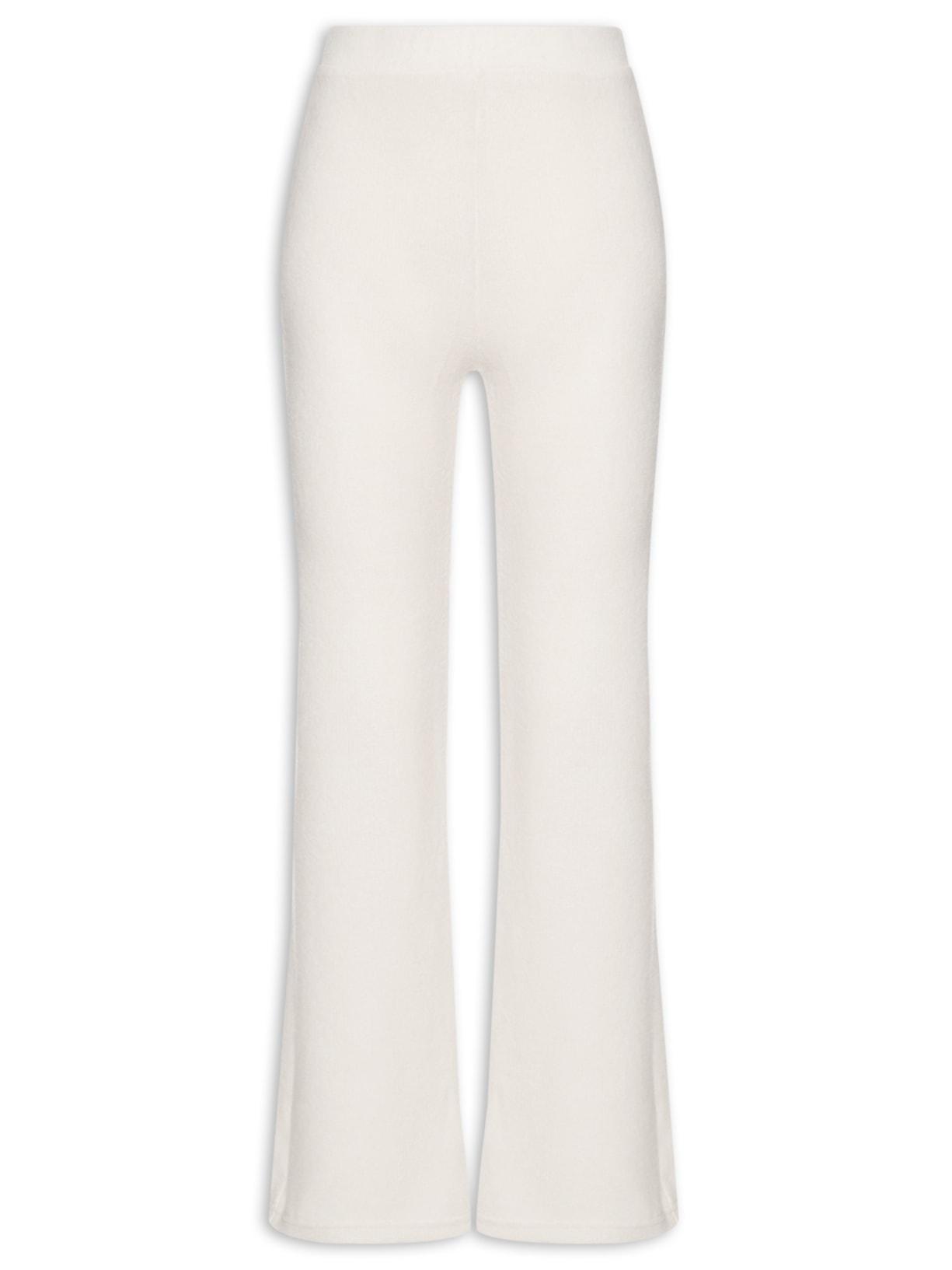 Calça Feminina Reta em Malha Off White Basiq