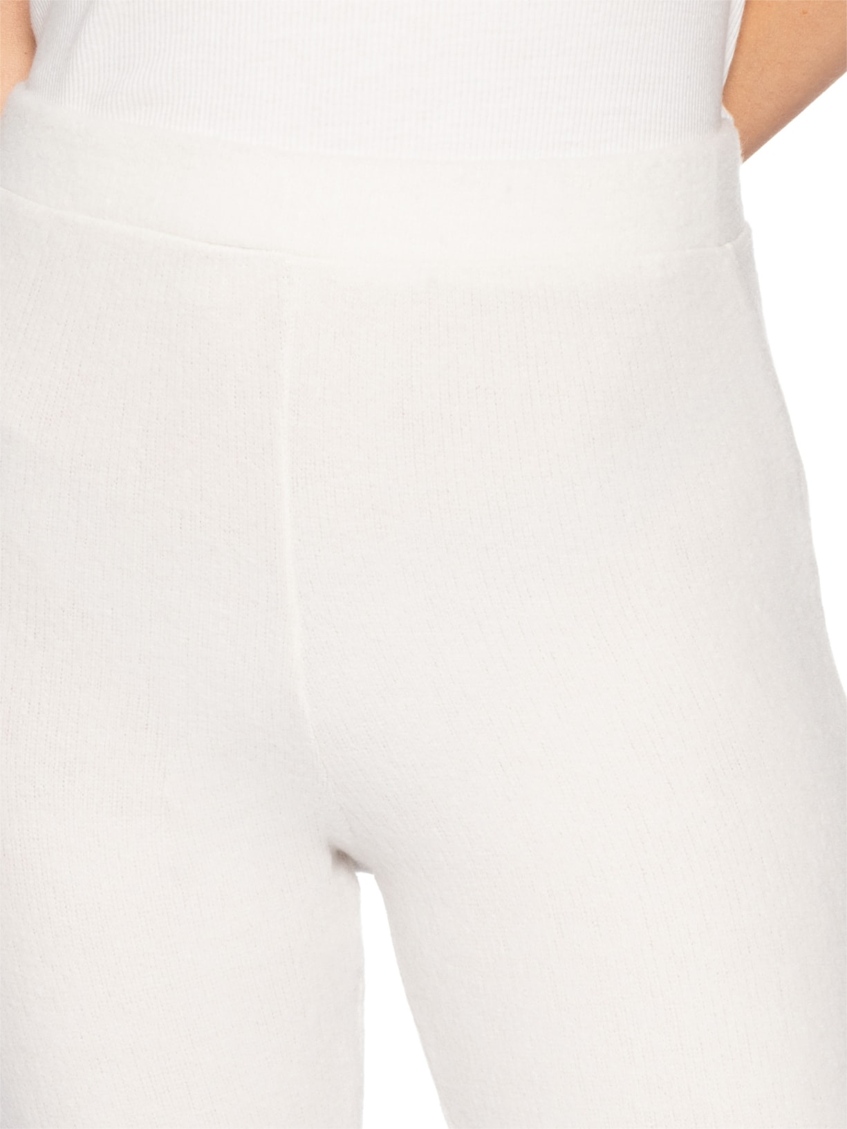 Calça Feminina Reta em Malha Off White Basiq