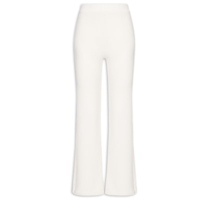 Calça Feminina Reta em Malha - Off White