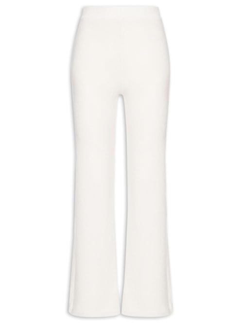 Calça Feminina Reta em Malha - Off White