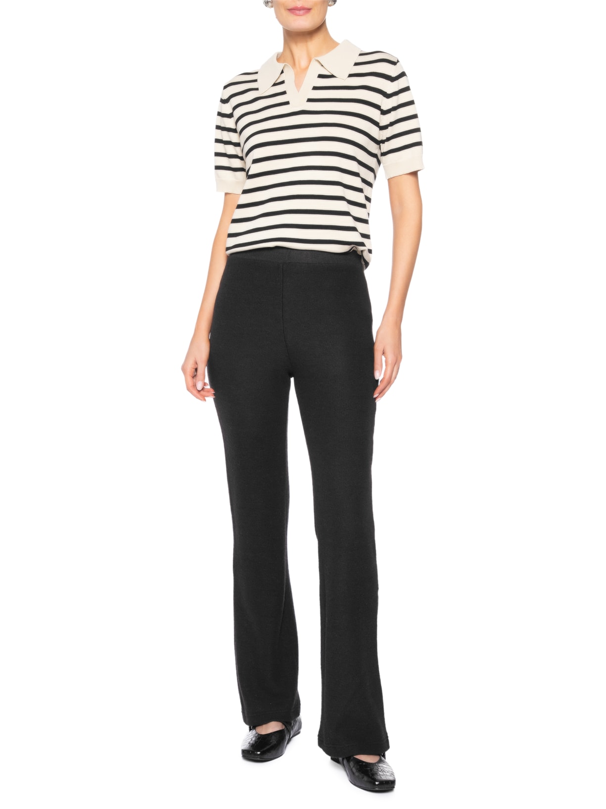 Calça Feminina Reta em Malha Preto Basiq