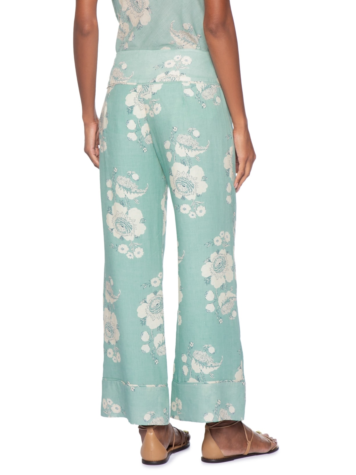 Calça Feminina Reta Estampa Fleur B Azul Maria Filó