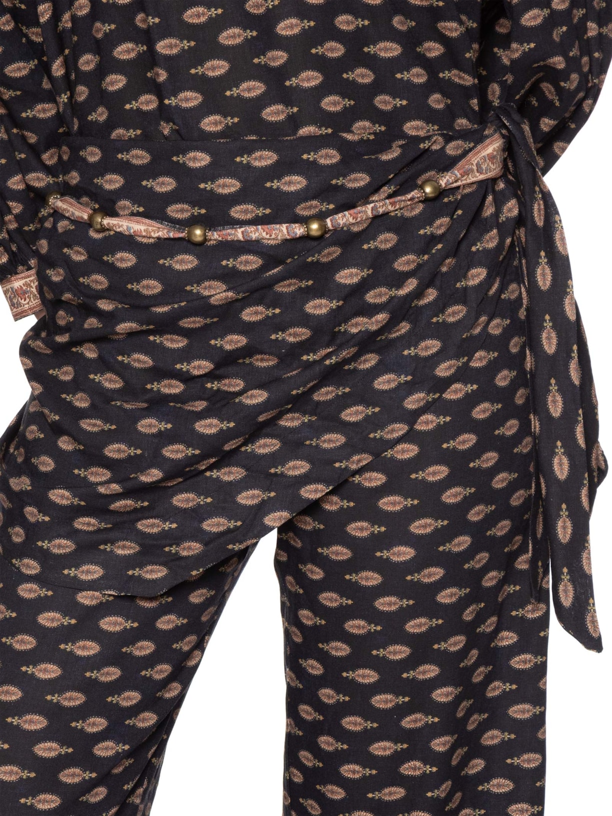 Calça Feminina Reta Estampa Jasmim Preto Maria Filó