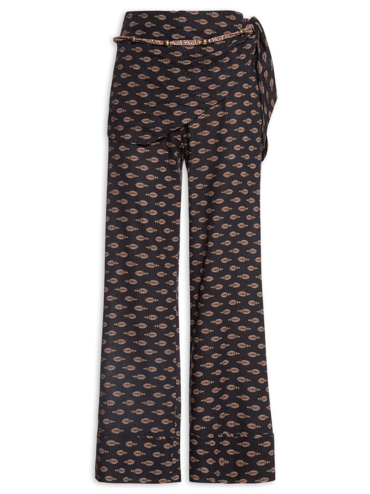 Calça Feminina Reta Estampa Jasmim – Preto Maria Filó