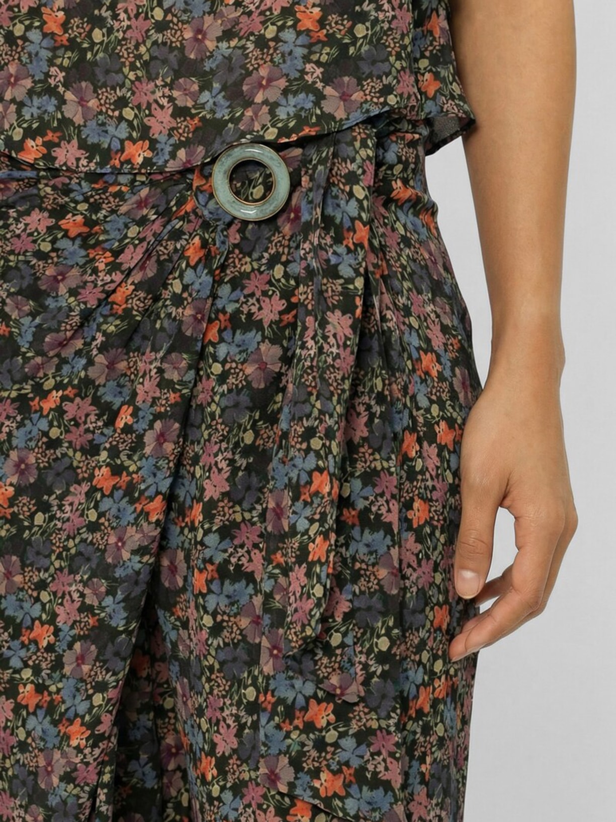 Calça Feminina Reta Estampa Liza Preto Maria Filó