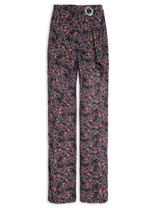 Calça Feminina Reta Estampa Liza - Preto