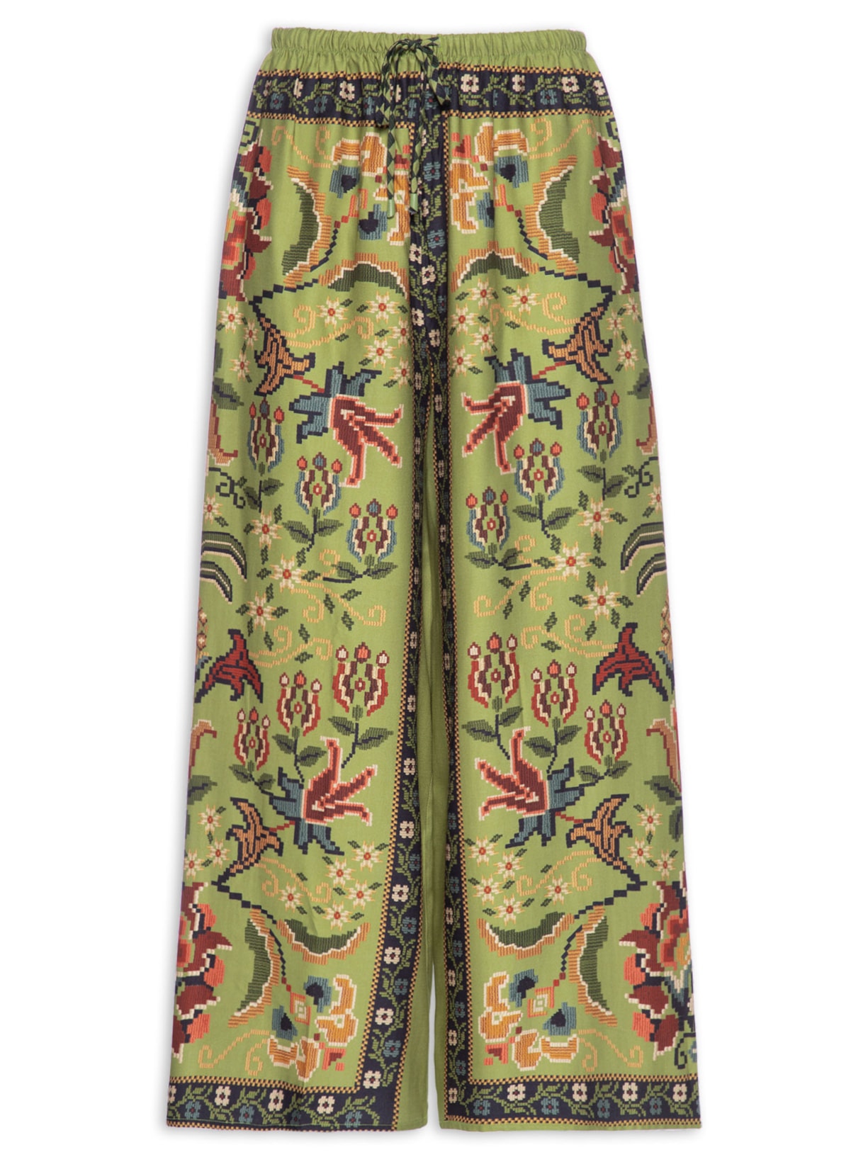 Calça Feminina Reta Flor de Jardim - Verde