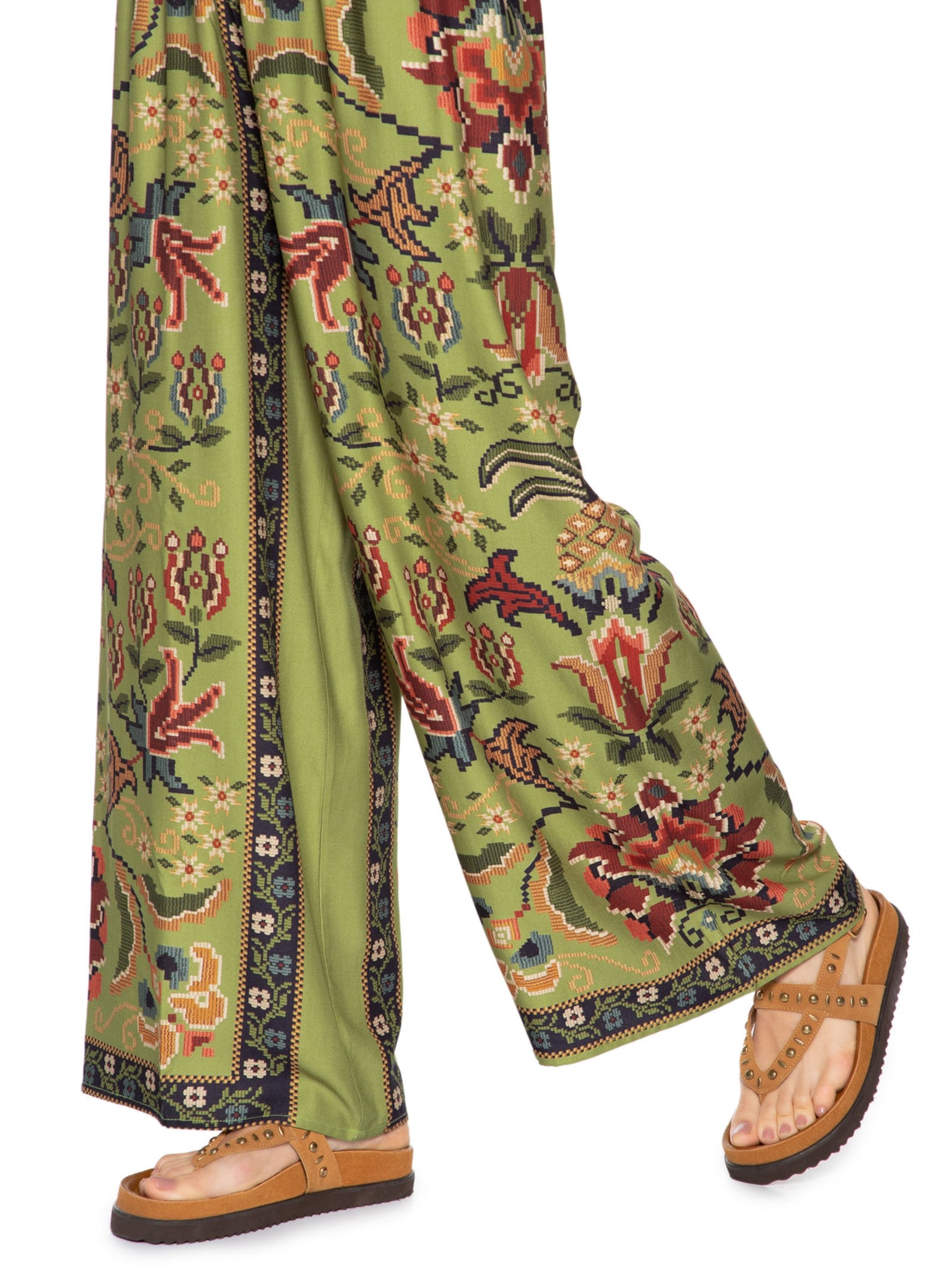 Calça Feminina Reta Flor de Jardim Verde Farm