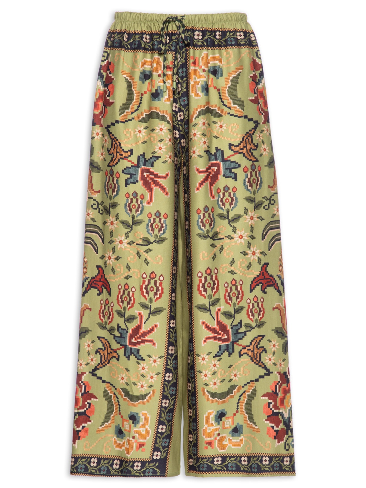 Calça Feminina Reta Flor de Jardim - Verde